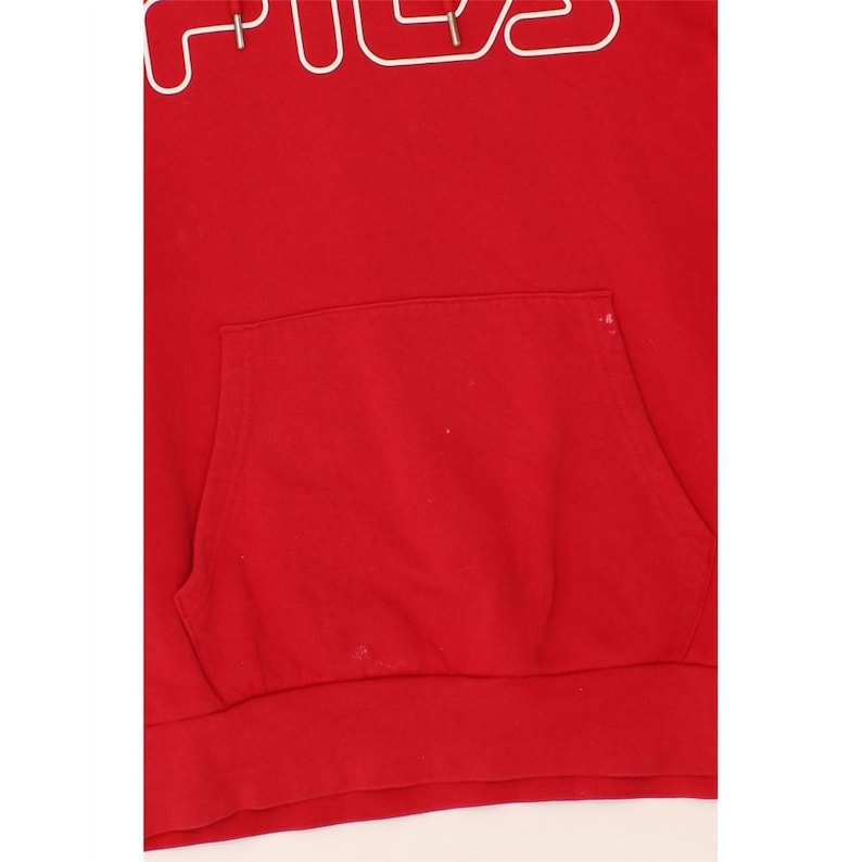 Sudadera con capucha y gráfico de Fila para hombre, color rojo, de algodón. imagen 3