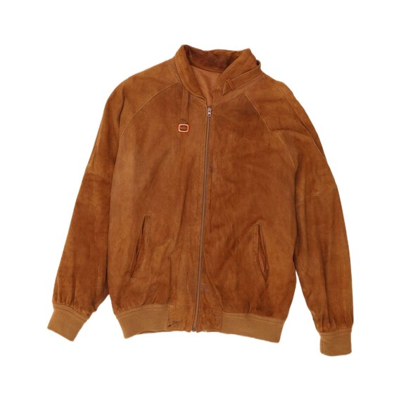 Vintage Mens Suede Bomber Jacket UK 42 XL Brown Leather