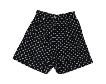 Vintage Womens Wide Leg Chino Shorts IT 40 Small W22 Navy Blue Floral