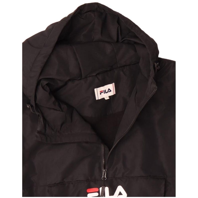 Anorak graphique à capuche Fila pour hommes UK 42 XL polyester noir image 4