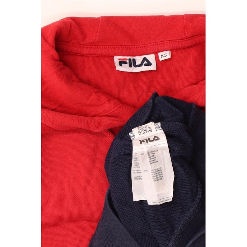 Fila mens hoodie jumper XS navy blue colourblock cotton image 3