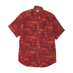 Camisa vintage para hombre con estampado abstracto en rojo medio