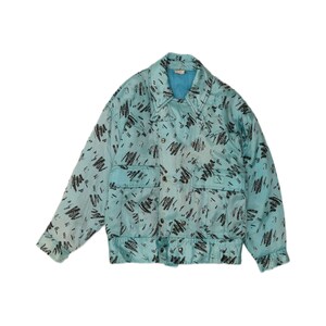 Giacca a vento vintage da uomo con motivo astratto, taglia UK 36 Small, blu.
