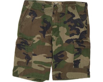 Vintage herencargoshort IT 48 medium W34 groen camouflagekatoen