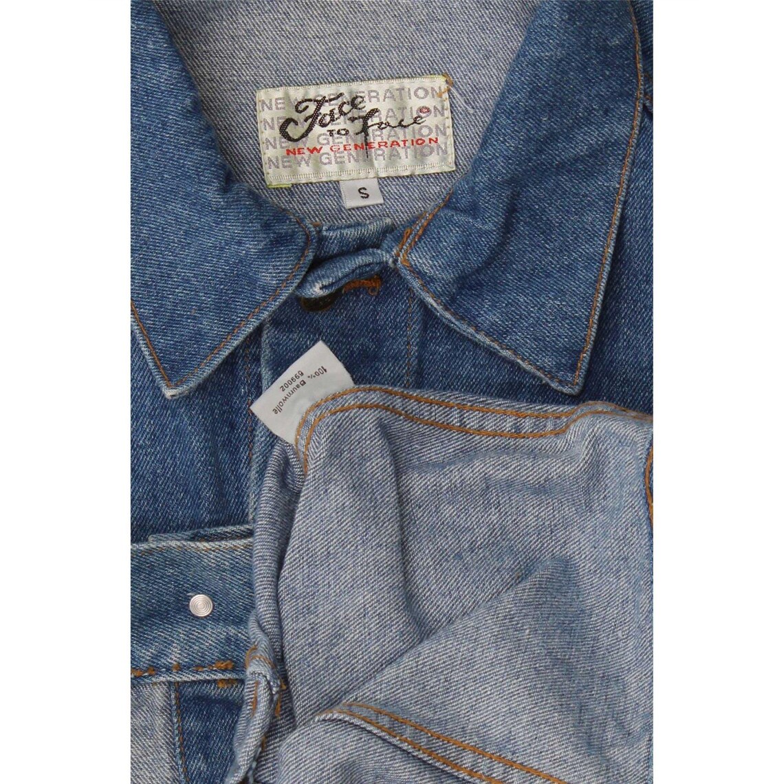 Vintage Mens Denim Jacket UK 36 Small Blue, foto 3 di 3