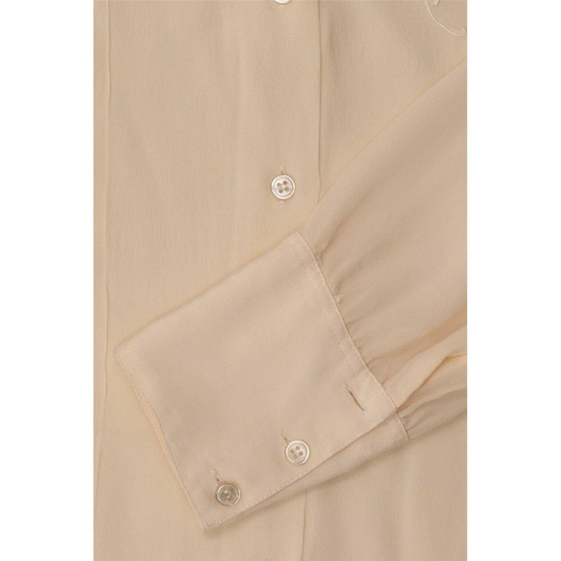 Vintage Womens See Through Shirt Blouse IT 42 Medium Off White Floral Silk, foto 3 di 4