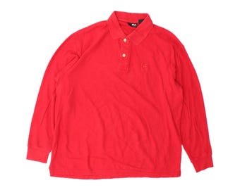 Fila mens long sleeve polo shirt medium red cotton
