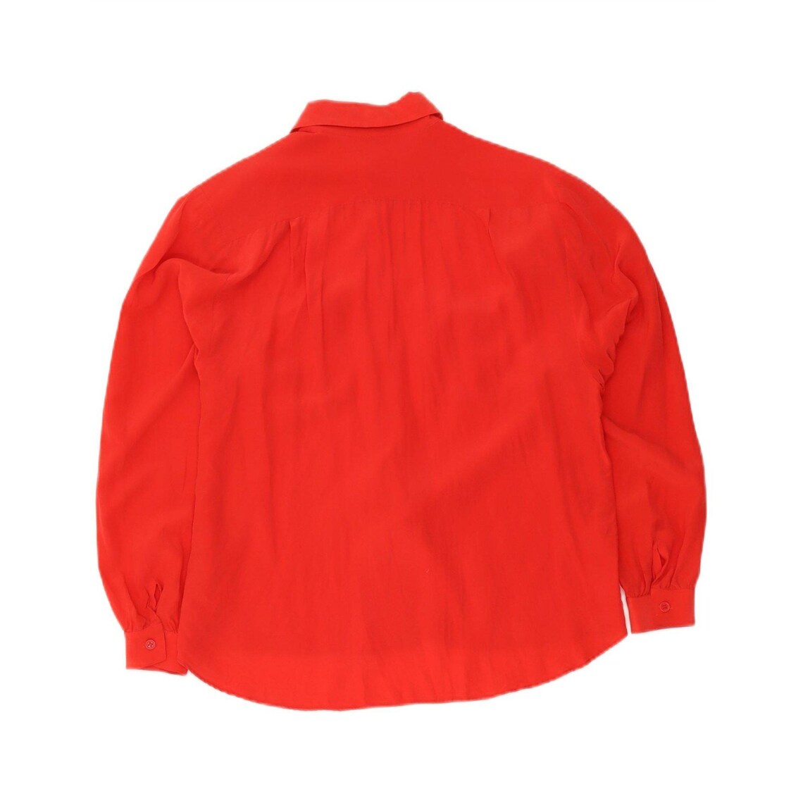 Vintage Womens Oversized Shirt Blouse EU 36 Small Red Silk, foto 2 di 3