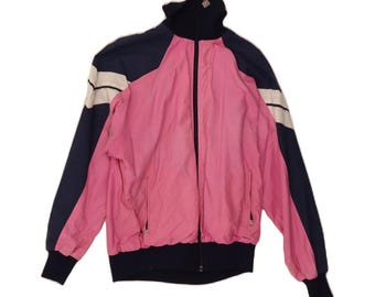 VINTAGE Womens Bomber Jacket EU 38 Medium Pink Colourblock