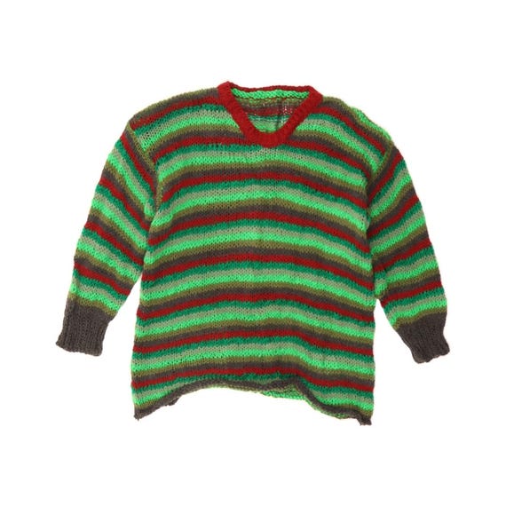 VINTAGE Womens 3/4 Sleeve V-neck Jumper Sweater UK 20 2XL Green