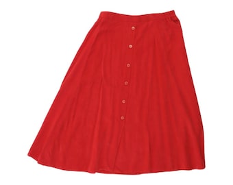 Vintage Damen Rock mit hoher Taille A-Linie UK 24 4XL W36 L33 rot Cupro