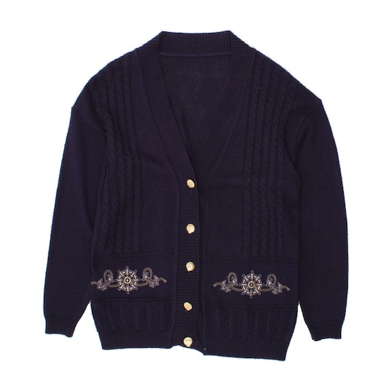 VINTAGE Womens Cardigan Sweater UK 18 XL Navy Blue