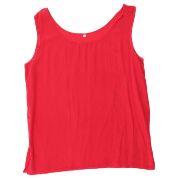 Vintage Womens Sleeveless Blouse Top UK 16 Large Pink Silk