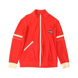 Vintage womens crop tracksuit top jacket UK 12 medium red polyamide