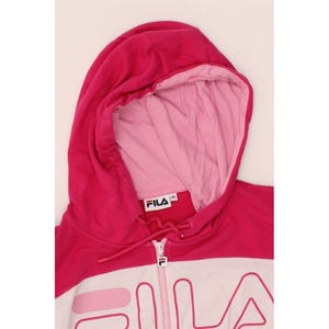 Fila womens oversized crop graphic zip hoodie sweater UK 6 XS pink image 4