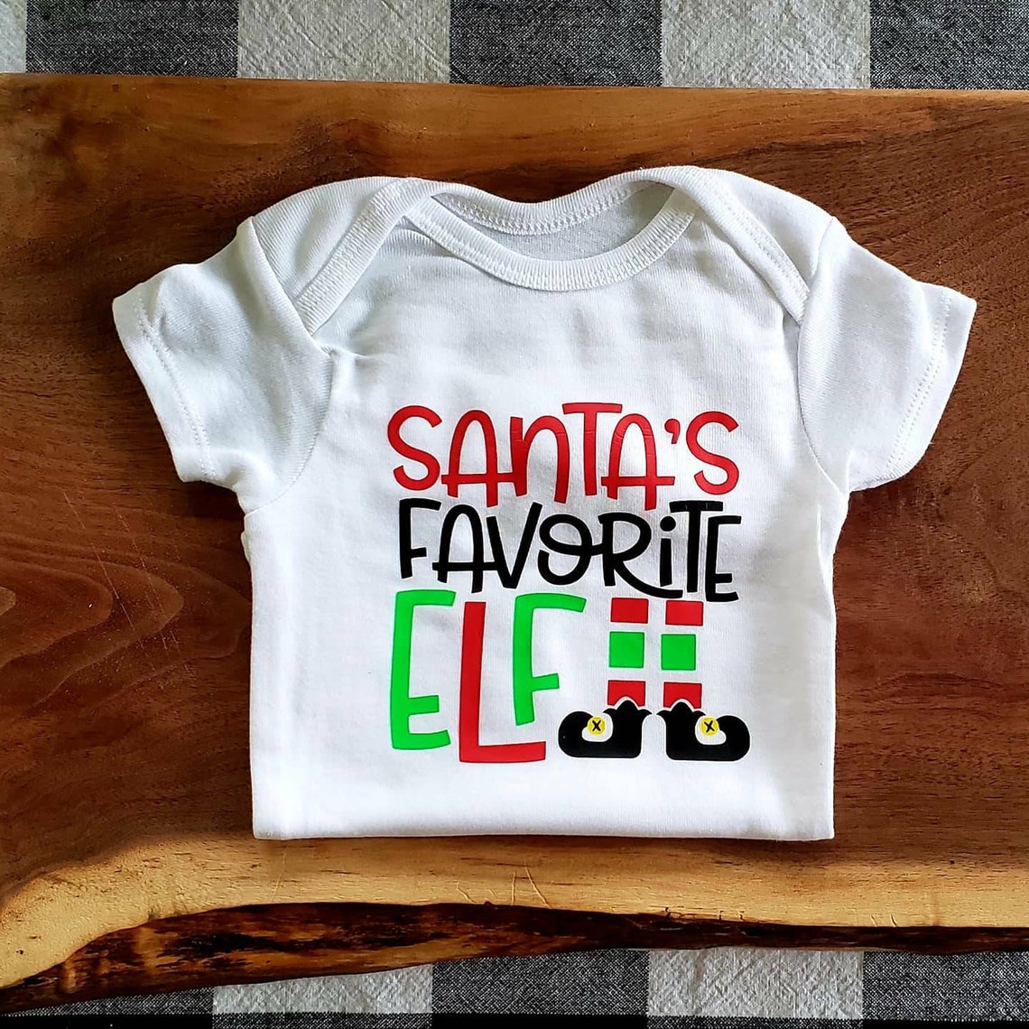 Baby Christmas Onesie Santa's Favorite Elf | Etsy