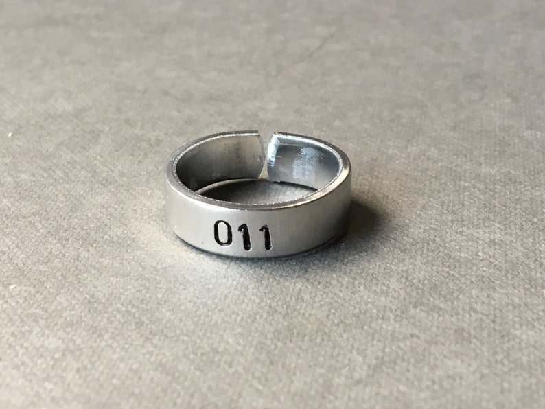 011 Eleven Stranger Things Ring Hand Stamped Aluminum Ring image 1