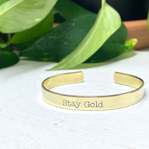 Stay Gold | The Outsiders | Ponyboy | Robert Frost | Hand Stamped Bracelet | Gift for Her | Book Lover Gift | Bookish | Book Nerd Gift