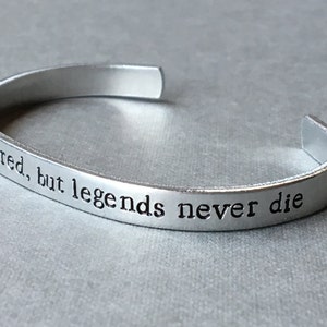 Heroes Get Remembered but Legends Never Die - Sandlot Bracelet- Hand Stamped Aluminum Bracelet