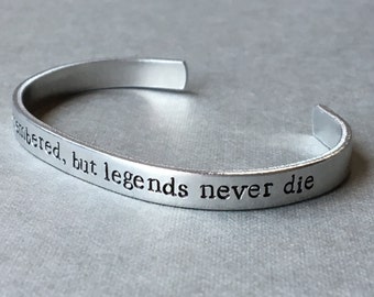 Heroes Get Remembered but Legends Never Die - Sandlot Bracelet- Hand Stamped Aluminum Bracelet