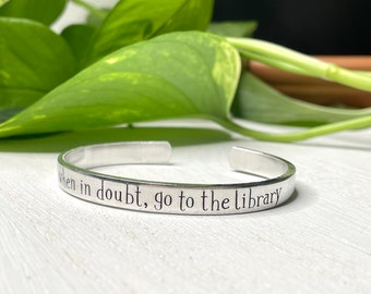 When In Doubt, Go to the Library | Literary Bracelet | Book Club Gift | Book Nerd | Hermione Book | Librarian Gift | Librarian Gift