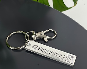 Bibliophile Keychain | Bibliophile Book Lover Gift | Book Club Gift | Librarian Gift | Bookish Keychain