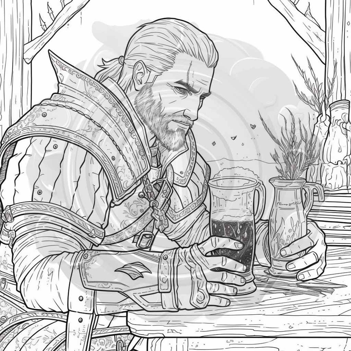 Coloring Page Printable Geralt of Rivia Witcher Coloring - Etsy UK