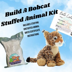 DIY Stuffed Bobcat Kit: 14-16" Plush Animal with Hypoallergenic Fiber