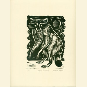 Raccoon “Night Bandit” linocut print