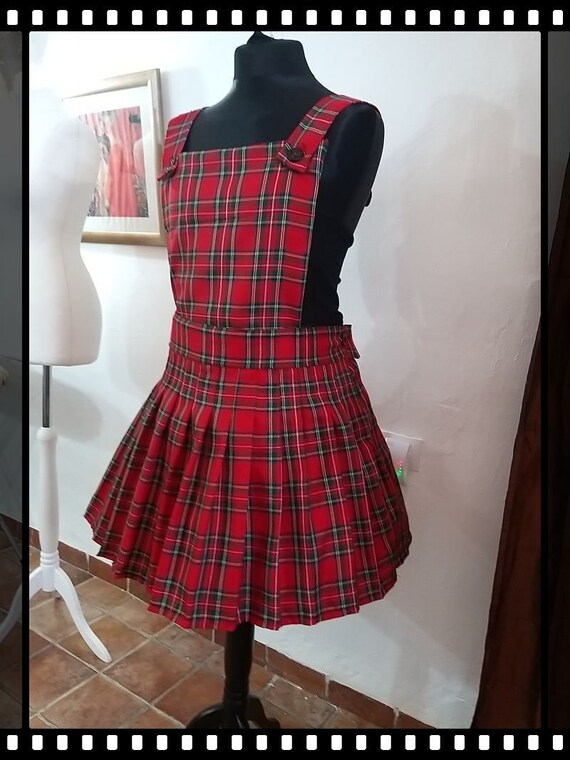 grey tartan pinafore dress school