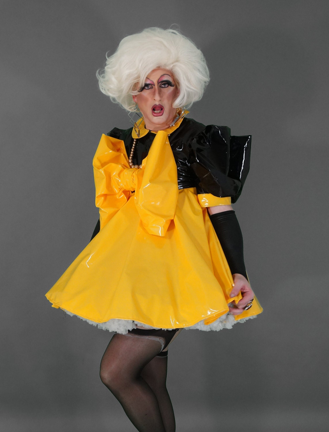 yellow pvc dress
