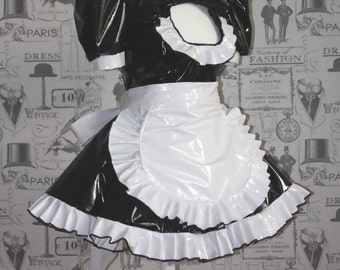 The Vikki - Sissy French Maid Dress PVC complete with Frilly Apron