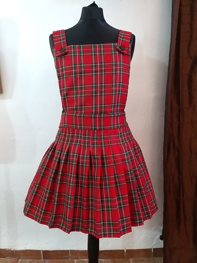 red school pinafore