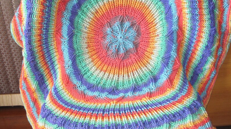 Colorful Textured Round Blanket Circular Hand shops Crocheted Afghan Multi Color Round Afghan Brightly Colored Circle Blanket Colorful Afghan