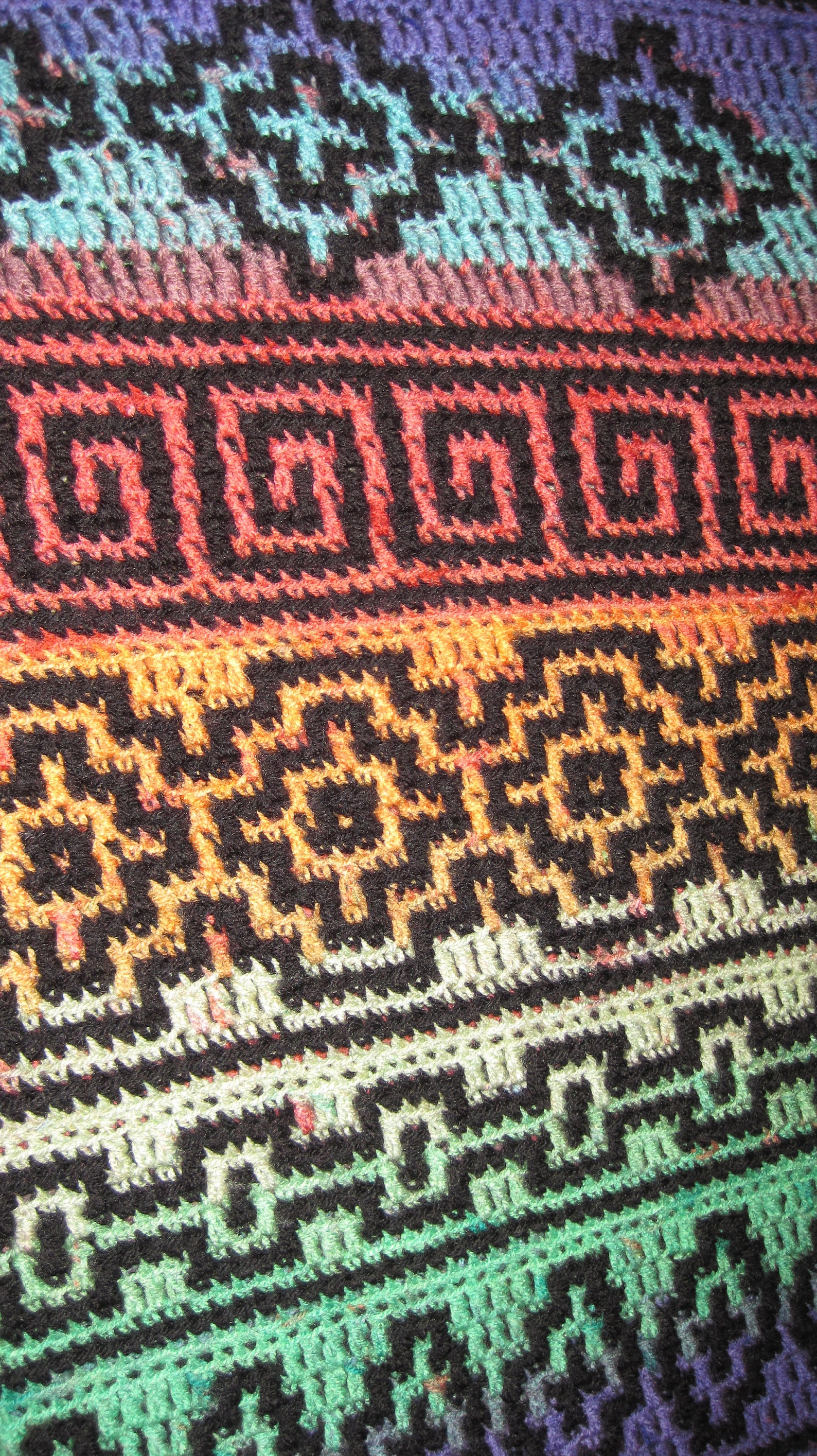 Colorful Mosaic Crochet Afghan Hand Crocheted Mosaic Afghan Multi Color