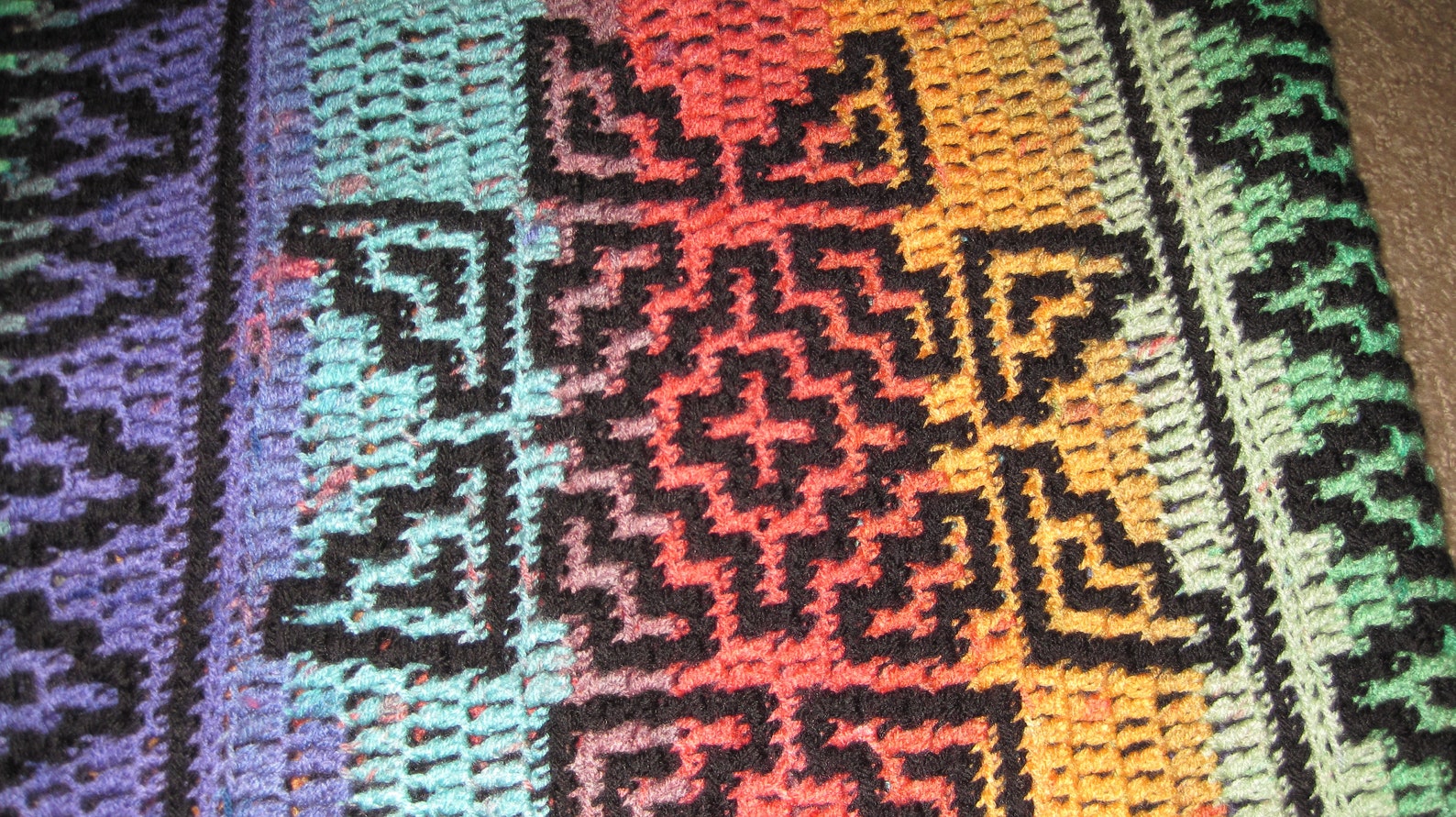 Colorful Mosaic Crochet Afghan Hand Crocheted Mosaic Afghan Multi Color