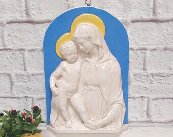 bas-relief MADONNA Creations Luciano Mother Mary in Relief Ceramic Handmade in Italy cm 12x15 Gifts for Christmas Bas relief