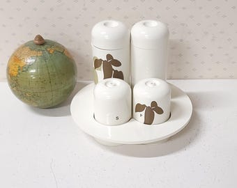 Vintage Guzzini Salt and Pepper & Oil Vinegar Cruet Set, Space Age Table Decor