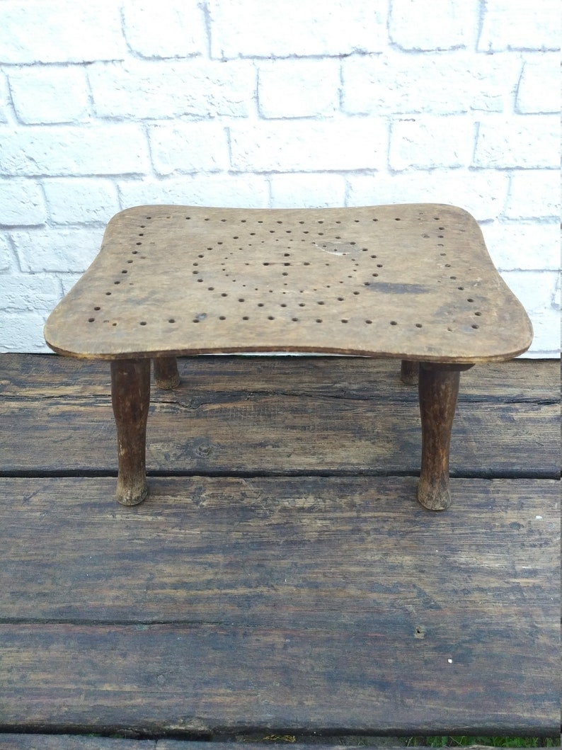 Vintage Wooden Foot Stool Low Wooden Stool Etsy