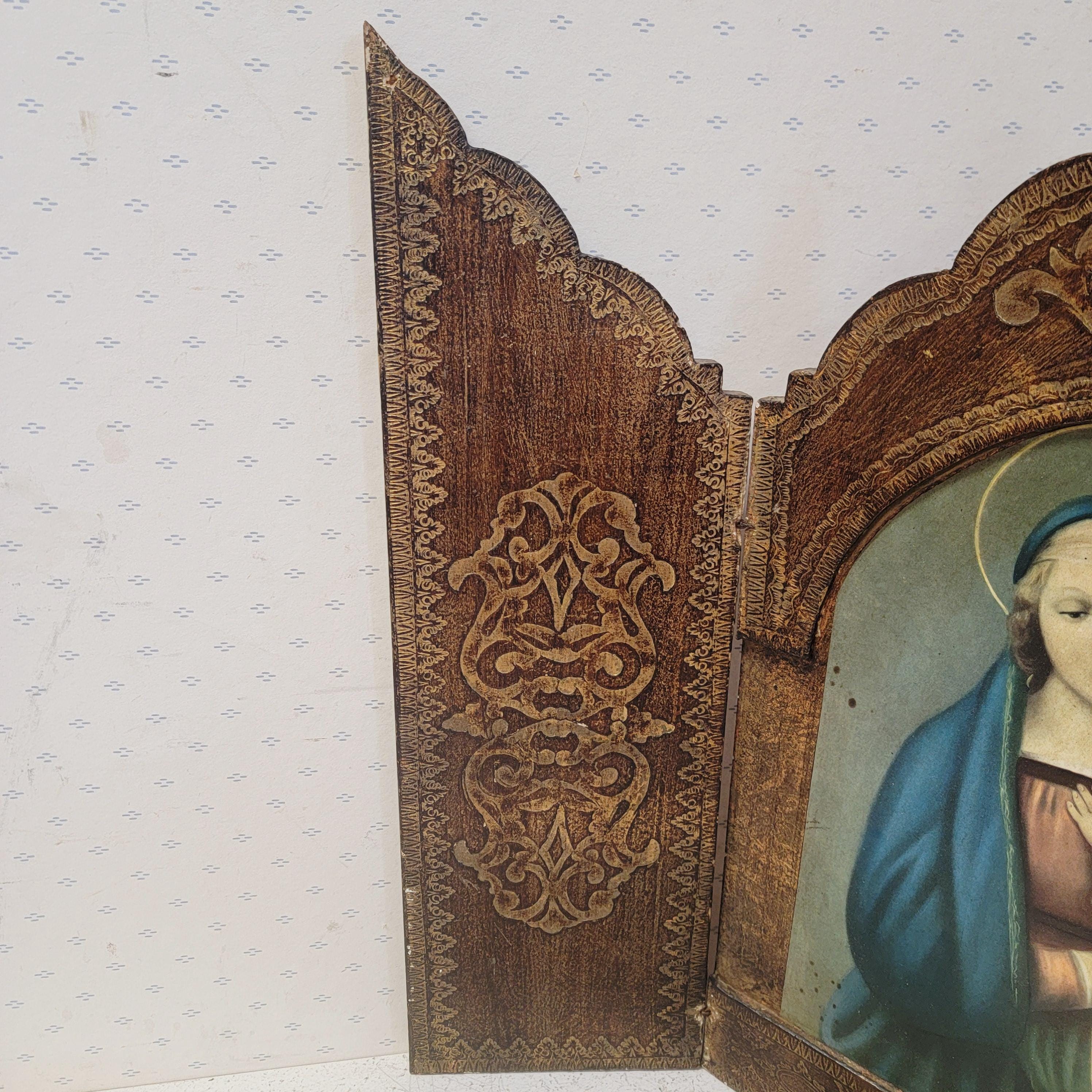 Florentine Style Artisan Triptych Madonna and Child, Italian Sacred Art ...
