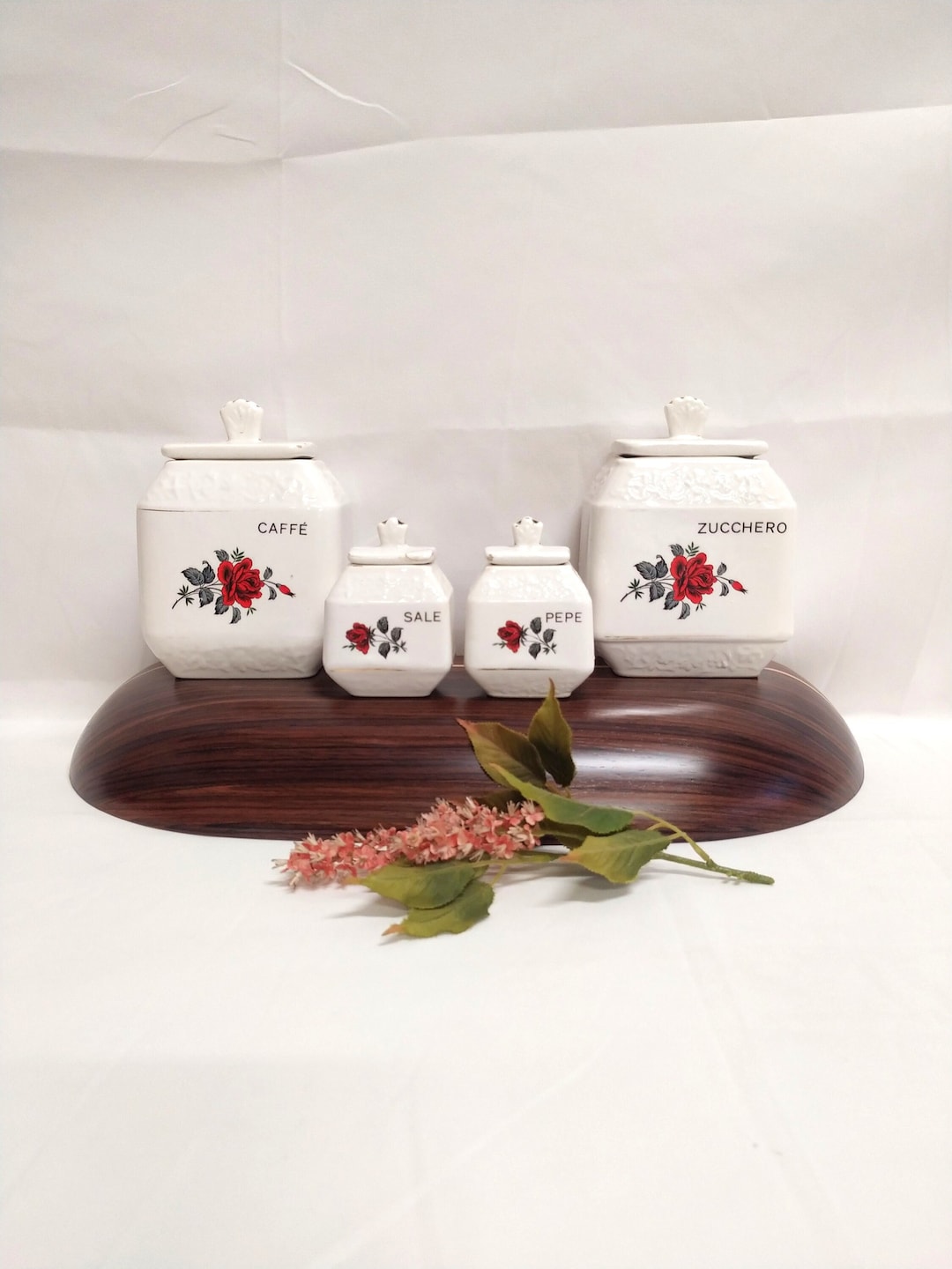 Vintage Ceramic Canisters Set for Red Rose Kitchen Decor - Etsy