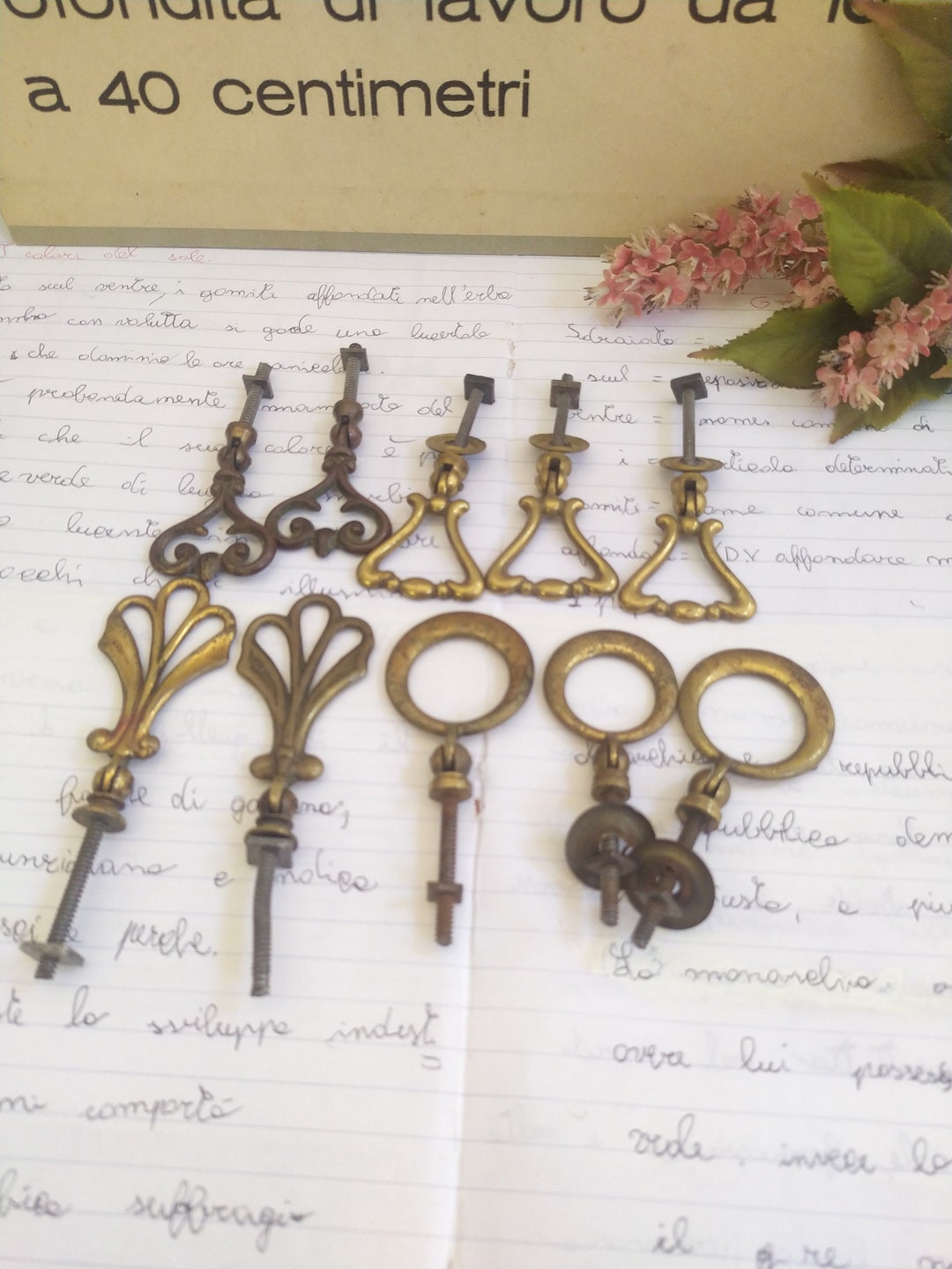 Vintage Brass Furniture Keys, Articulated Pendants, 1950s/60s, Set of ...