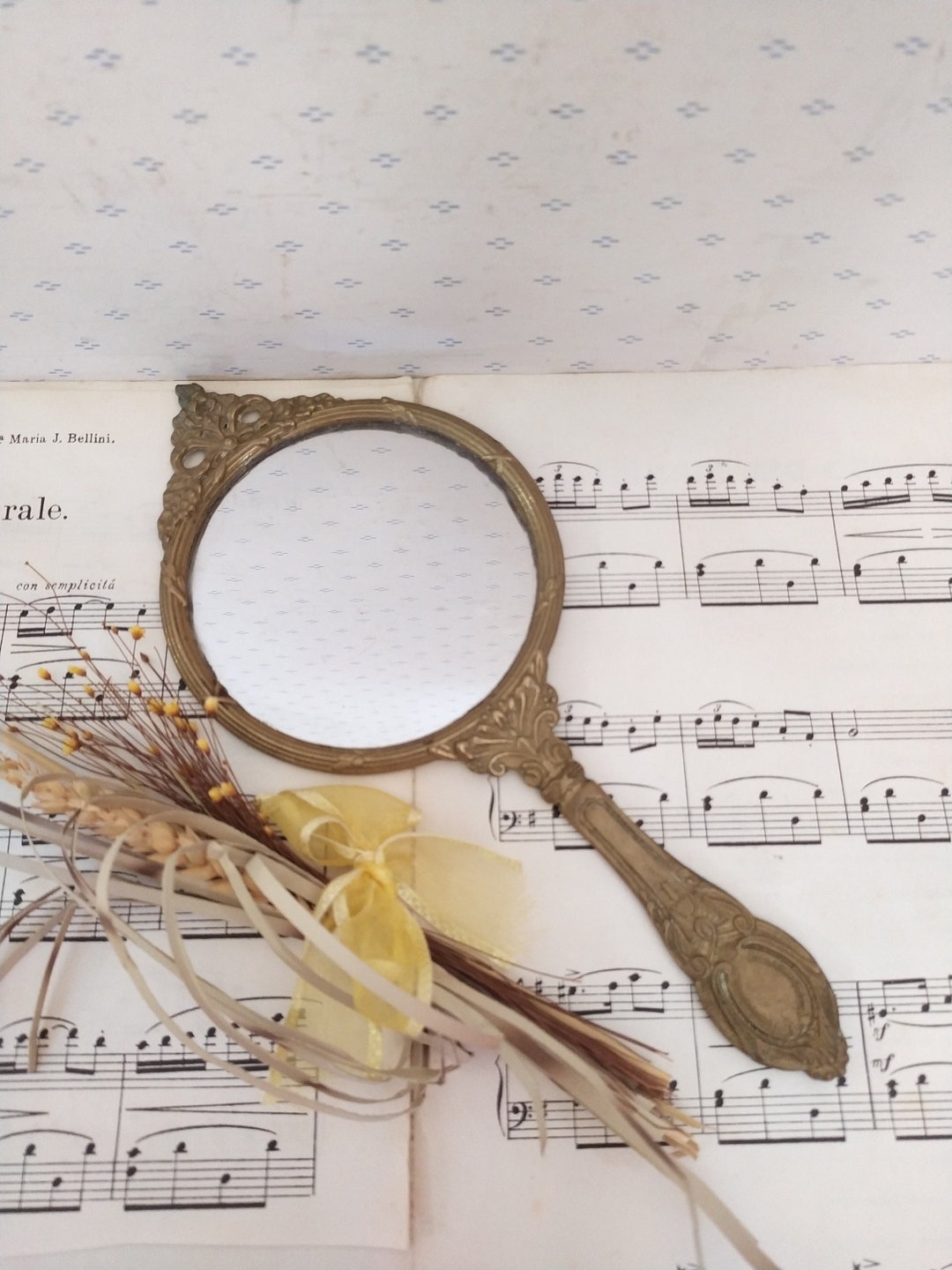 Art Nouveau Hand Mirror, Vintage Hand Mirror, Brass Mirror - Etsy