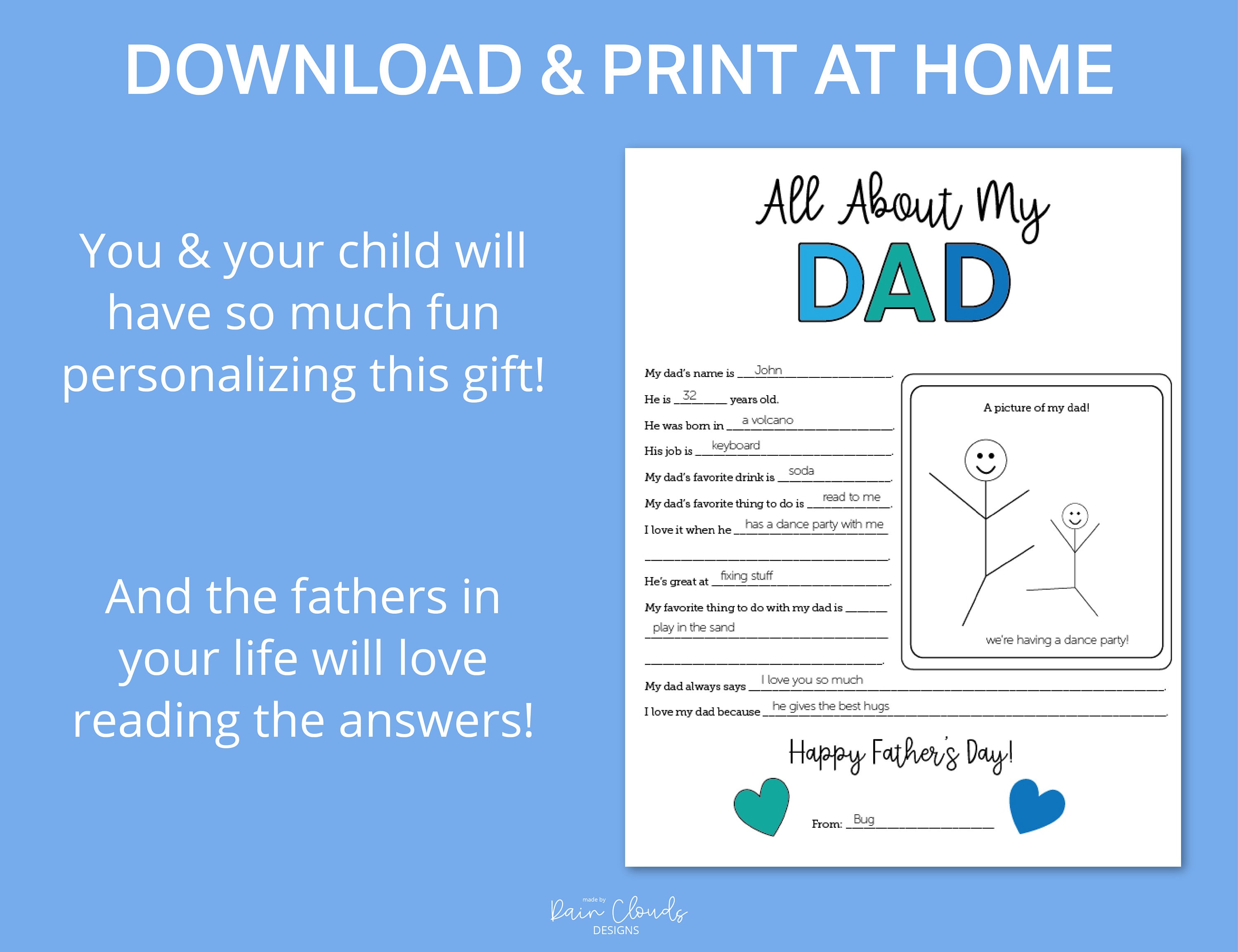 Father's Day Printable: All About My Dad/papa Coloring Page (digital ...