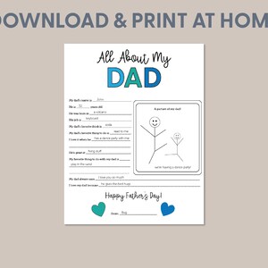 All About My Dad Father's Day Printable All About My Papa Father's Day ...