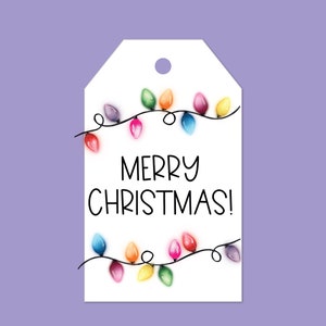 Christmas Lights Gift Tags: Printable Holiday Tags (PDF Download)