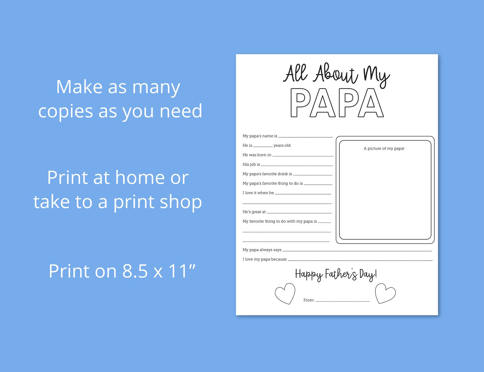Father's Day Printable: All About My Dad/papa Coloring Page (digital ...