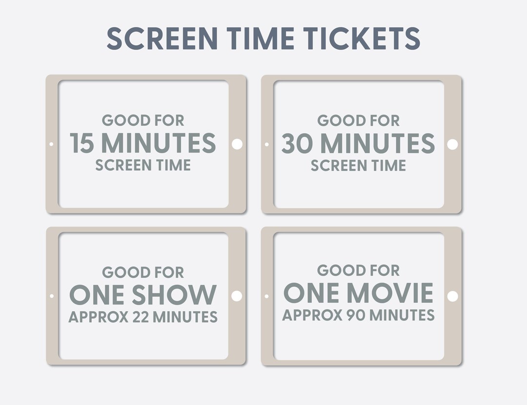 Printable Screen Time Tickets Tech Time Tickets Screen Coupons for Kids PDF Instant Download - Etsy