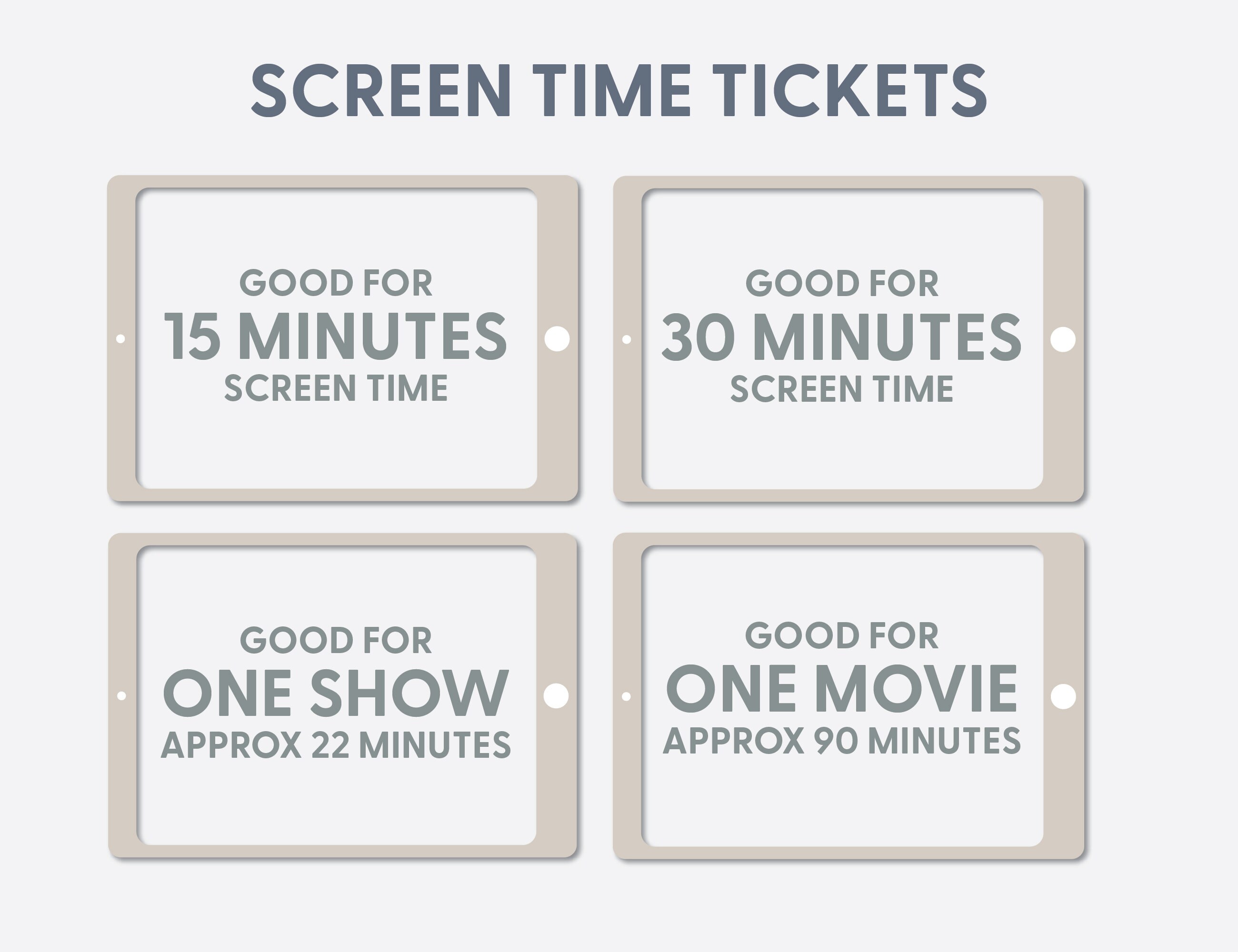 Printable Screen Time Tickets Tech Time Tickets Screen Coupons for Kids ...