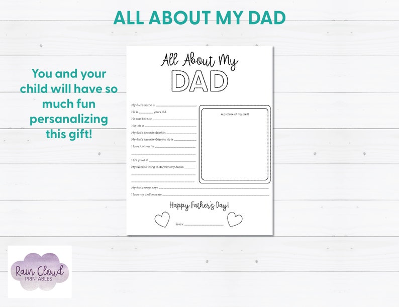 All About My Dad Father's Day Printable All About My - Etsy